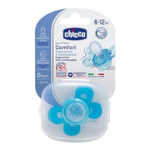Chicco Succhietto Physio Comfort Silicone 6-12 M Azzurro