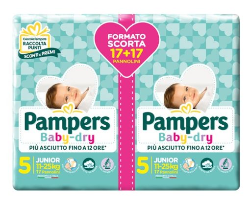 Pampers Baby Dry Duo Junior 11-25 Kg 34 Pezzi