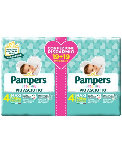 Pampers Baby Dry Duo Maxi 7-18 Kg 38 Pezzi