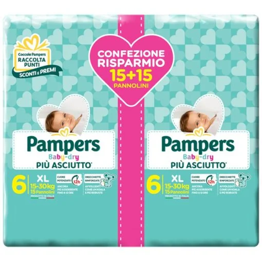 Pampers Baby Dry Duo Xl 15-30 Kg 30 Pezzi