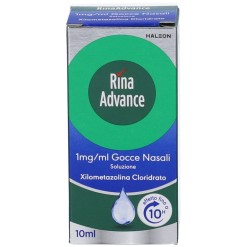RinaAdvance 1 mg/ml Gocce Nasali Xilometazolina Cloridrato per Naso Chiuso e Congestione Nasale 10 ml