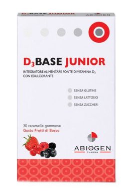D3base Junior 30 Caramelle Vitamina D 600 U.I. Frutti Di Bosco