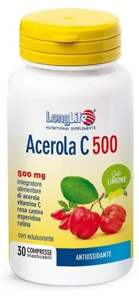 Longlife Acerola C 500 Aroma Limone 30 Compresse Masticabili