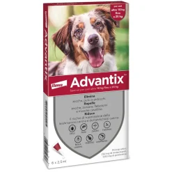 Advantix Spot On 2,5 ml 250 mg + 1.250 mg Per Cani da 10 a 25 kg Confezione da 6 Pipette
