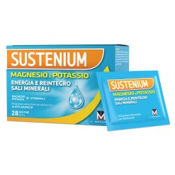 Sustenium Magnesio e Potassio Integratore per Reidratazione Salina con Vitamina C 28 Bustine Arancia