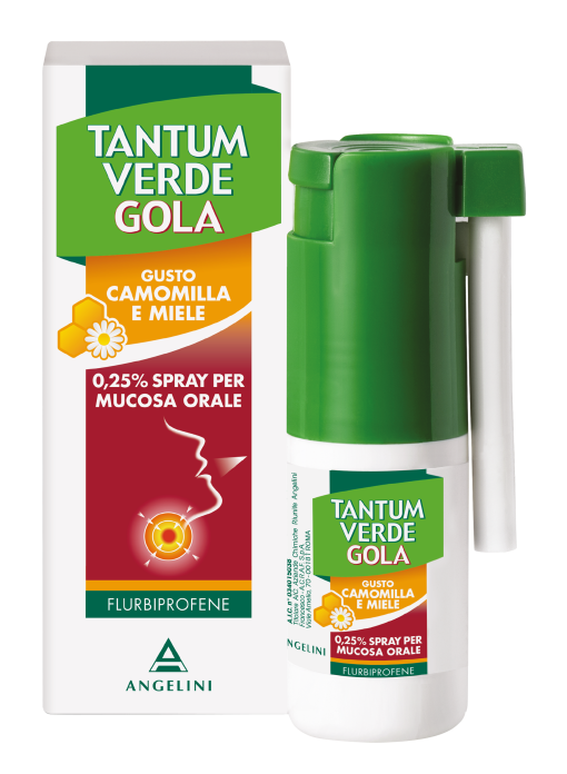 Tantum Verde Activ Gola 0,25% Spray Mucosa Orale 15 ml gusto Camomilla e Miele