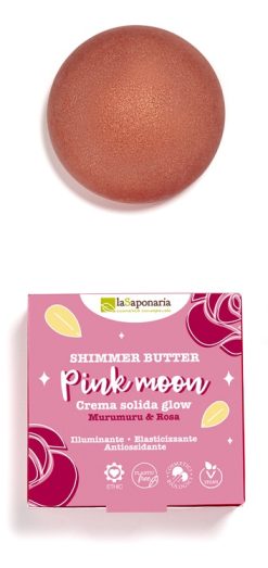 La Saponaria Shimmer Butter Pink Moon – Crema Corpo Solida Illuminante Effetto Glow 80 ml