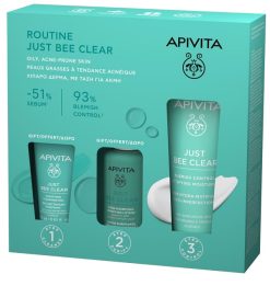 Apivita Routine Just Bee Clear – Kit Trattamento Pelli Grasse e a Tendenza Acneica