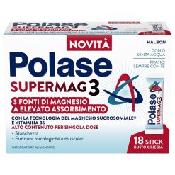 Polase SuperMag 3 Stick – Magnesio e Vitamina B6 contro Stanchezza e Affaticamento 18 Stick Pack