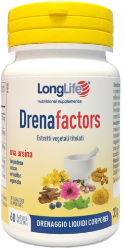 LongLife Drenafactors Integratore Drenante Liquidi e Vie Urinarie 60 Capsule Vegane