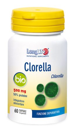 LongLife Clorella 500 mg Integratore Detox Antiossidante Difese 60 Capsule Vegane
