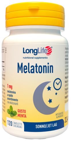 LongLife Melatonin 1 mg Integratore Sonno Rapido Jet Lag 120 Tavolette Sublinguali