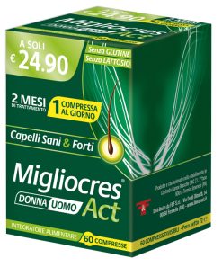Migliocres ACT Integratore Capelli Unghie Biotina Zinco 60 Compresse
