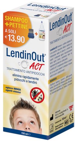 LendinOut Act Trattamento Antipidocchi Shampoo Eliminazione Pidocchi e Lendini 150 ml