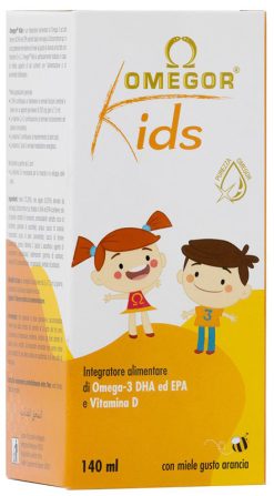 Omegor Kids Omega 3 DHA EPA da Microalghe Vitamina D3 C Sciroppo 140 ml