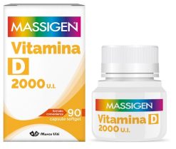 Massigen Vitamina D 2000 UI Integratore Difese Immunitarie Ossa 90 Capsule