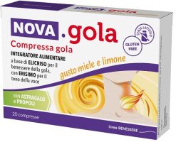 Nova Gola Miele e Limone Pastiglie Gola Propoli Erisimo Astragalo 20 Compresse