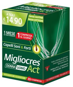 Migliocres ACT Integratore Capelli Unghie Biotina Zinco 30 Compresse