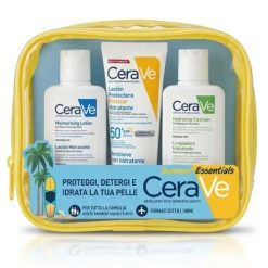 CeraVe Pochette Solare SPF50+ Kit Detergente Lozione Idratante 3 Prodotti