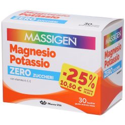 Massigen Magnesio e Potassio Zero Zuccheri Integratore Sali Minerali PROMO 30 Bustine Arancia Rossa