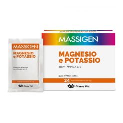 Massigen Magnesio Potassio Integratore Sali Minerali 24 Bustine 6 g Arancia Rossa