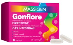 Massigen Gonfiore Integratore Digestione Enzimi Finocchio Carciofo 20 Capsule