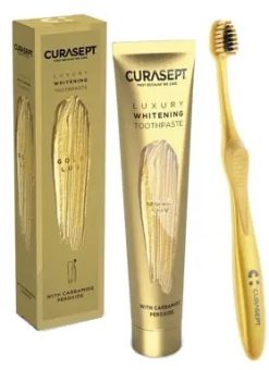 Curasept Luxury Whitening Toothpaste Gold Lux Dentifricio Sbiancante 75 ml + Spazzolino
