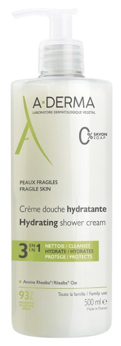 A-Derma Crema Doccia Idratante Viso Corpo e Capelli 500 ml