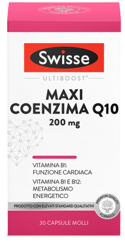 Swisse Maxi Coenzima Q10 Integratore con Coenzima Q10 Vitamina B1 e Vitamina B12 30 Capsule Molli