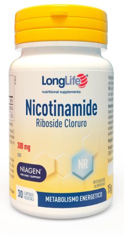 LongLife Nicotinamide Riboside Cloruro Niagen 300 mg Energia Cellulare e Metabolismo Energetico 30 Capsule