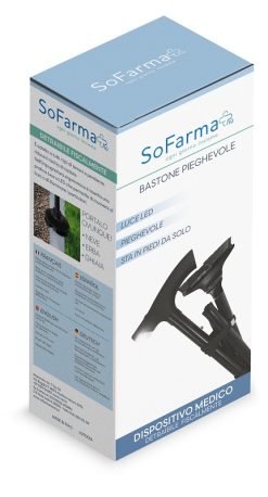 SoFarma Bastone Pieghevole Regolabile con Luce LED Ergonomico