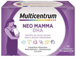 Multicentrum Neo Mamma DHA 30 Compresse + 30 Capsule Integratore Allattamento con DHA, Vitamine e Minerali