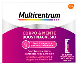 Multicentrum Corpo e Mente Boost Magnesio con Magnesio Sucrosomiale e Vitamina B6 30 Bustine Orosolubili