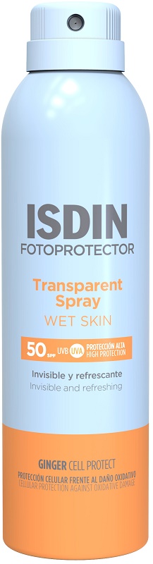 ISDIN Transparent Spray Wet Skin SPF50 Protezione Solare Corpo Spray Trasparente 250 ml