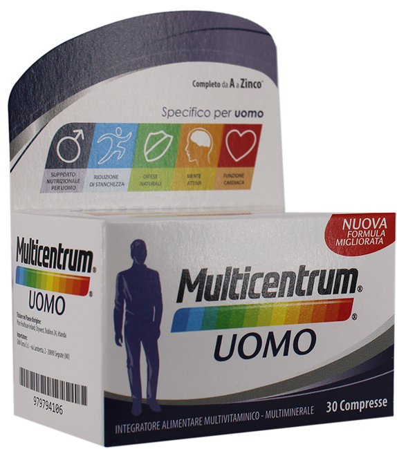 Multicentrum Uomo Multivitaminico e Multiminerale Completo GMM Importazione 30 Compresse - Multicentrum Uomo Multivitaminico e Multiminerale Completo GMM Importazione 30 Compresse