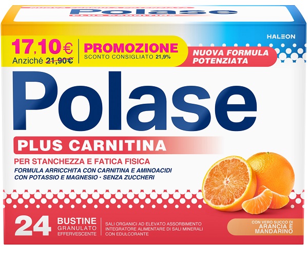 Polase Plus Carnitina 24 Bustine Integratore con Magnesio, Potassio e L-Carnitina Confezione Promo - Polase Plus Carnitina 24 Bustine Integratore con Magnesio, Potassio e L-Carnitina Confezione Promo
