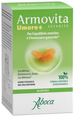 Armovita Umore+ Integratore per Tono dell'Umore con Melissa Withania Eleuterococco e Avena 60 Capsule