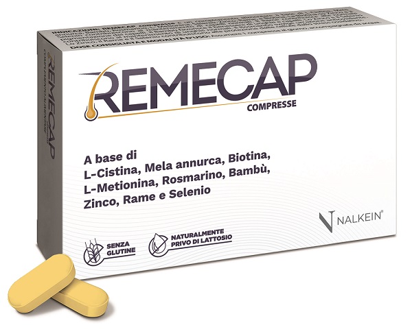 Remecap Integratore Capelli e Unghie con L-Cistina Biotina Zinco e Mela Annurca 30 Compresse - Remecap Integratore Capelli e Unghie con L-Cistina Biotina Zinco e Mela Annurca 30 Compresse