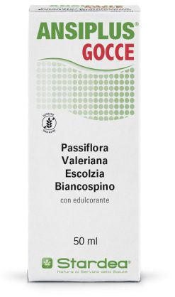 Ansiplus Gocce Integratore Rilassante con Passiflora Valeriana Escolzia e Biancospino 50 ml
