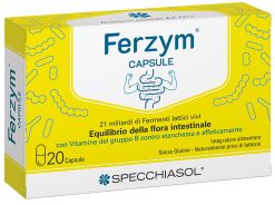Ferzym Capsule Fermenti Lattici Vivi Probiotici con Fruttoligosaccaridi e Vitamine B 20 Capsule