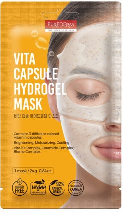 Purederm Vita Capsule Hydrogel Mask Maschera Viso Illuminante con Vitamina C 24 g