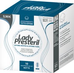 Lady Presteril Cotton Power Pocket Assorbenti Notte con Ali 100% Cotone 10 Pezzi