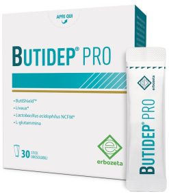 Butidep Pro Integratore con Calcio Butirrato Glutammina Kiwi e Probiotici 30 Stick
