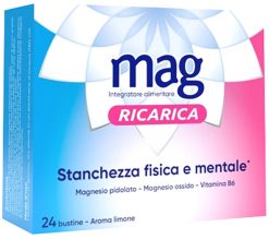 Mag Ricarica Integratore Magnesio e Vitamina B6 per Stanchezza Confezione PROMO 24 Bustine