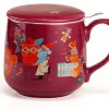 Neavita Infusiera Natale Rossa Tazza in Vetro Borosilicato con Filtro e Coperchio 400 ml - 351983 -