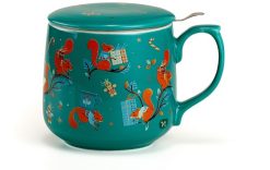 Neavita Infusiera Natale Verde Tazza in Vetro Borosilicato con Filtro e Coperchio 400 ml
