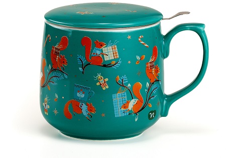 Neavita Infusiera Natale Verde Tazza in Vetro Borosilicato con Filtro e Coperchio 400 ml - Neavita Infusiera Natale Verde Tazza in Vetro Borosilicato con Filtro e Coperchio 400 ml