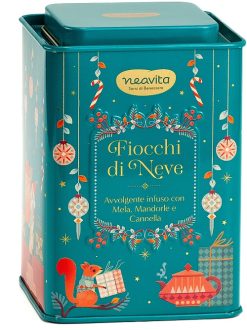 Neavita Fiocchi di Neve Infuso Mela, Mandorle e Cannella in Latta Natalizia Verde 12 FiltriScrigno