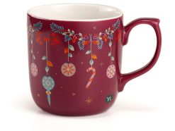 Neavita Mug Tazza Natalizia Rossa in New Bone China con Coperchio 400 ml